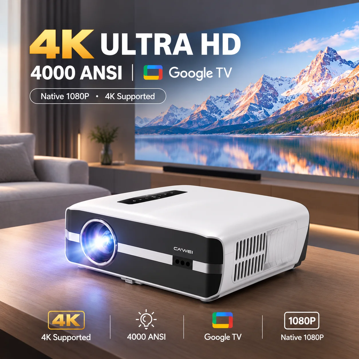 Home Cinema Movies - New A9S 4k 4000ANSI Projector Auto