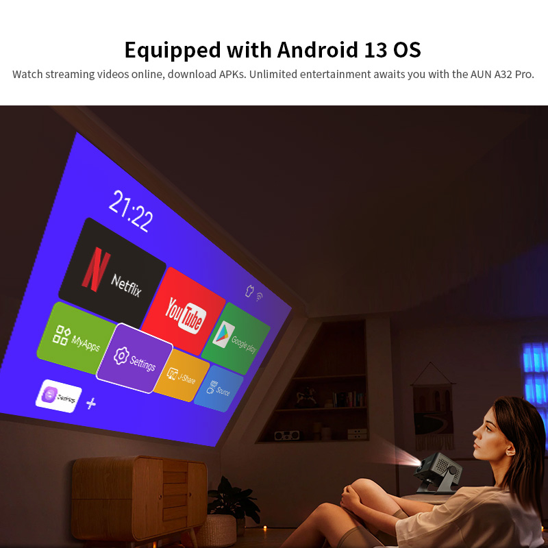 AUN Android Projector A32 Pro  - Home Cinema Movies recension och pris