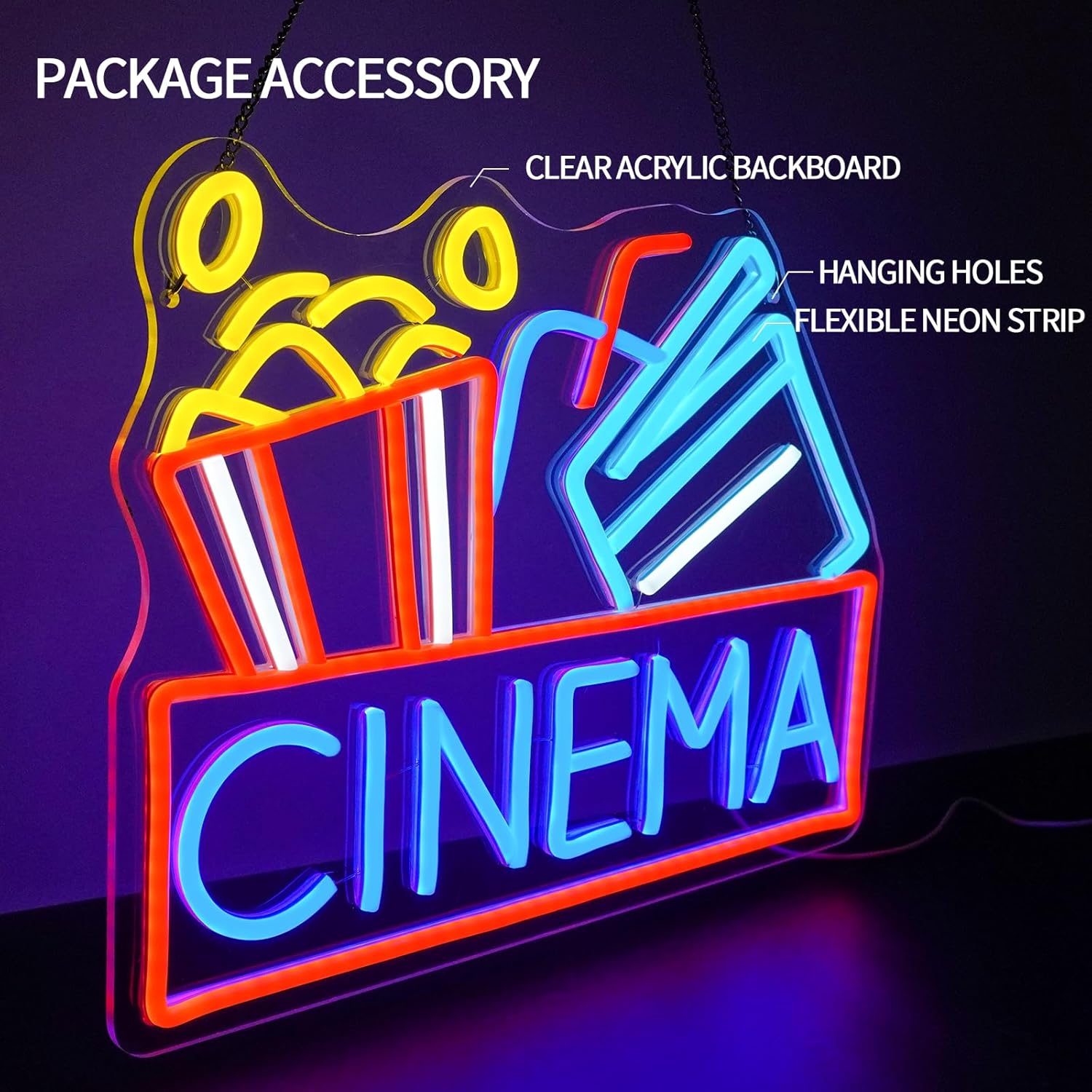 Cinema Neon Sign USB Powered L - Home Cinema Movies recension och pris